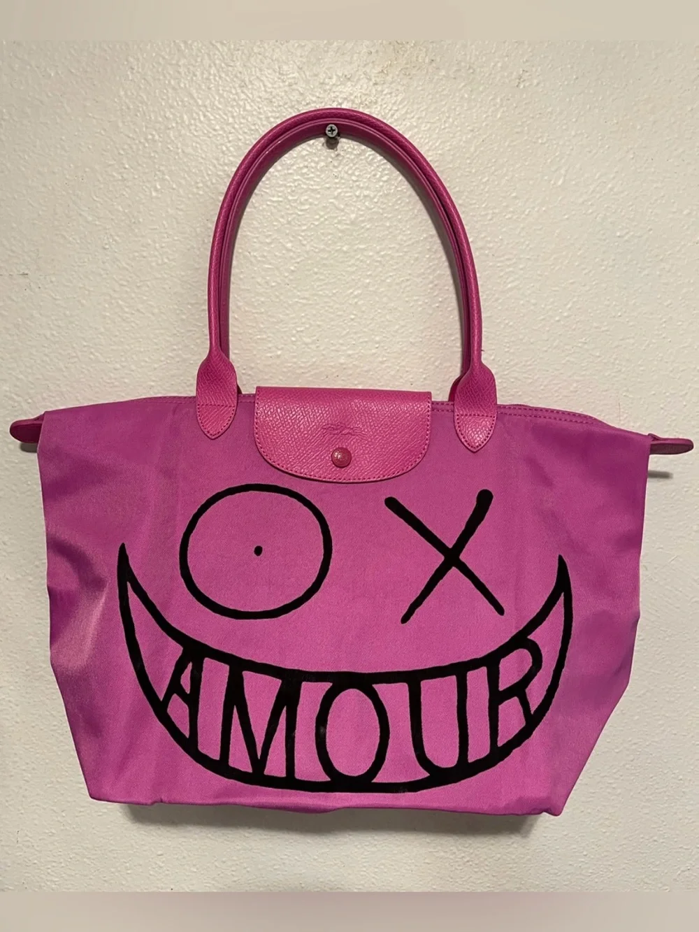 Longchamp Pink 'Amour' Printed Tote Bag - Picture 1 of 15